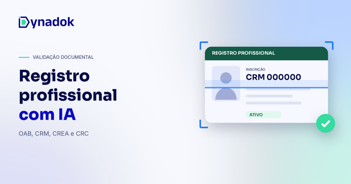 Validação de registro profissional com IA: como conferir carteiras da OAB, CRM, CREA e CRC