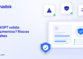 Capa do blog Dynadok com ícones de validação de documentos: Posso usar o ChatGPT para validar documentos? Riscos e limites dos chatbots genéricos