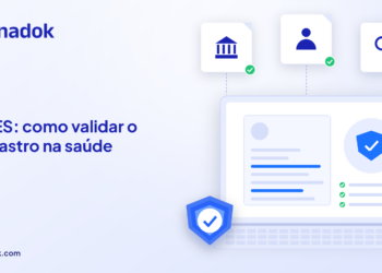 Capa do blog Dynadok com ícones de validação de documentos: CNES: como validar o cadastro de estabelecimentos e profissionais de saúde