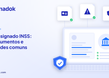 Capa do blog Dynadok com ícones de validação de documentos: Consignado INSS: documentos, fraudes comuns e validação automática