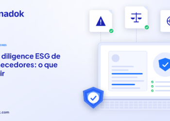 Capa do blog Dynadok com ícones de validação de documentos: Due diligence ESG de fornecedores: quais documentos pedir e como validar