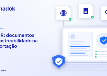 Capa do blog Dynadok com ícones de validação de documentos: EUDR (regulamento europeu antidesmatamento): documentos de rastreabilidade para exportadores