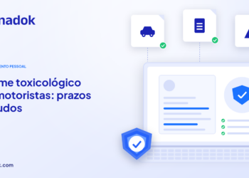 Capa do blog Dynadok com ícones de validação de documentos: Exame toxicológico de motoristas: prazos, laudos e como automatizar o controle