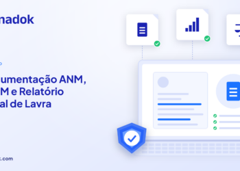 Capa do blog Dynadok com ícones de validação de documentos: Mineração: documentação ANM, CFEM e Relatório Anual de Lavra (RAL) sem multa