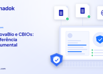 Capa do blog Dynadok com ícones de validação de documentos: RenovaBio e CBIOs: conferência documental na certificação de biocombustíveis