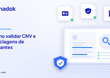 Capa do blog Dynadok com ícones de validação de documentos: Segurança privada: como validar CNV e reciclagens de vigilantes